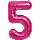 34" Number 5 Shape Foil Balloon - Magenta - Everything Party