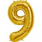34" Number 9 Shape Foil Balloon - Gold - Everything Party