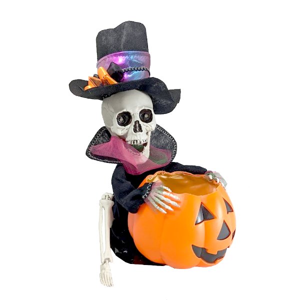 34cm Animated Bouncing Grim Reaper with Pumpkin Candy Bowl - Everything Party