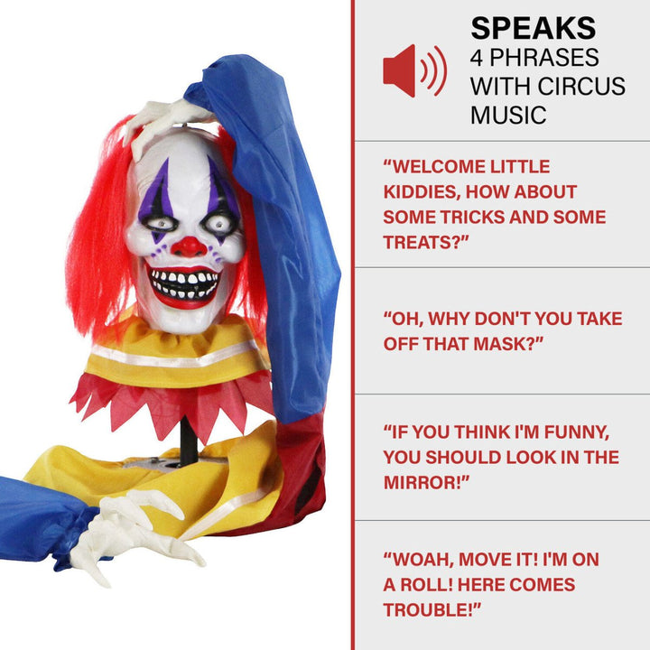 35cm Animated Pop Up Head Circus Clown with Sound & Flashing Eyes - Everything Party
