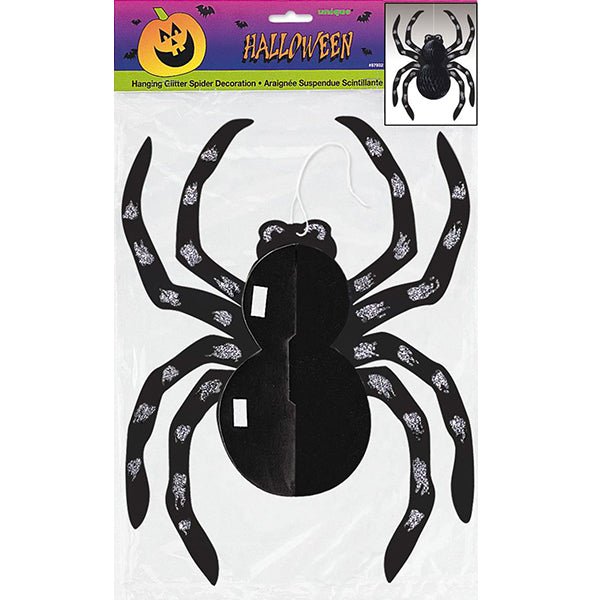 35cm Halloween Hanging Gliter Spider Hoenycomb Decoration - Everything Party