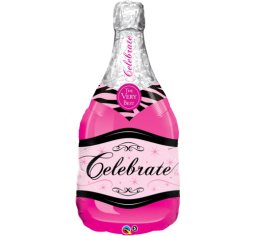 39" Celebrate Pink Champagne Bottle SuperShape Foil Balloon - Everything Party