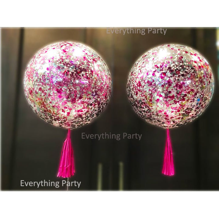 3ft Confetti Balloons with Metallic Pink Tassel - Everything Party