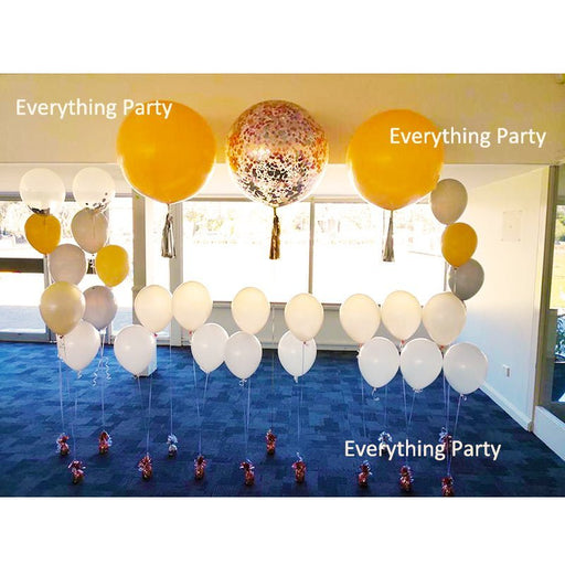 3ft Confetti Helium Balloon and 3ft Gold Helium Balloon Bouquet - Everything Party