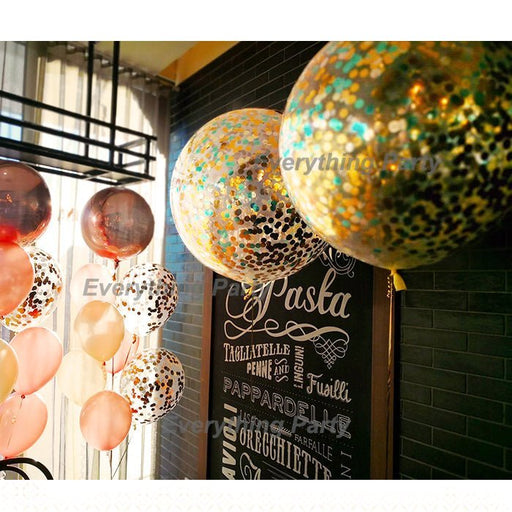 3ft Confetti Helium Balloon and Rose Gold Helium Balloon Arrangement - Everything Party