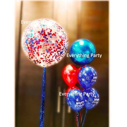 3ft Jumbo Confetti Helium Balloon and Orbz Solid Balloon Bouquet - Everything Party