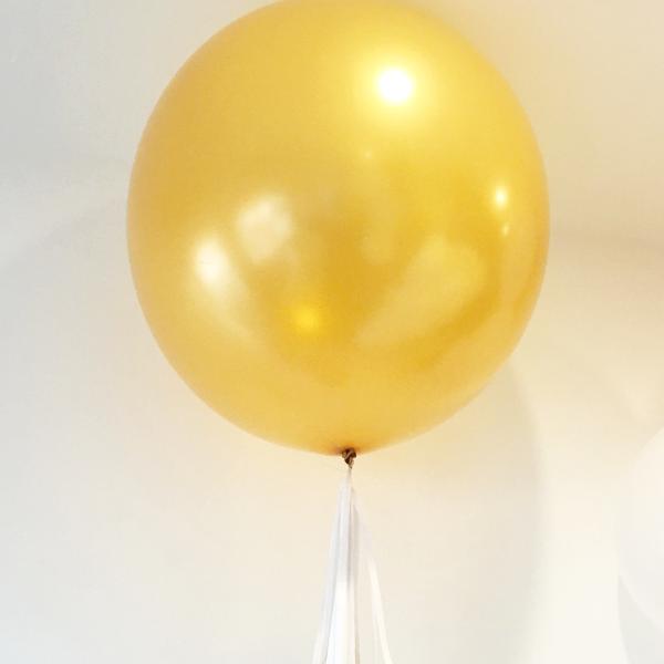3ft Qualatex Plain Latex Balloon - Round Metallic Gold - Everything Party