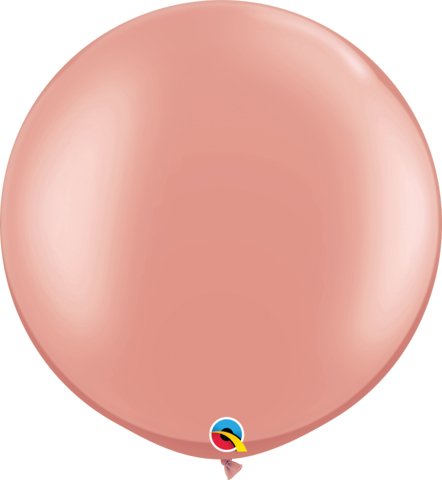 3ft Qualatex Plain Latex Balloon - Round Metallic Rose Gold - Everything Party