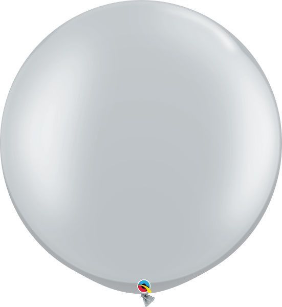3ft Qualatex Plain Latex Balloon - Round Metallic Silver - Everything Party