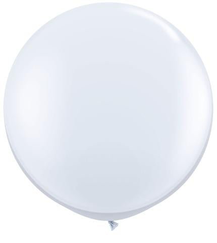 3ft Qualatex Plain Latex Balloon - Round Standard White - Everything Party