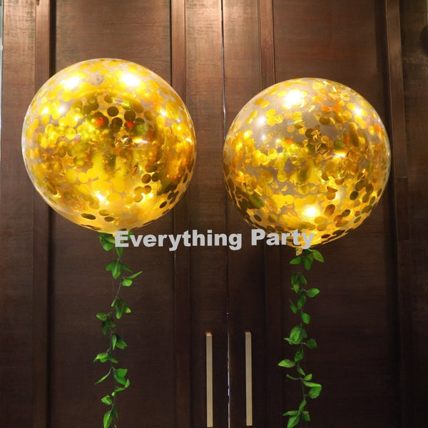 3ft Round Confetti Balloon with Green Leaves - Everything Party