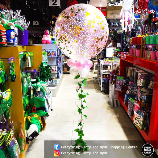 3ft Round Confetti Balloon with leaves - Everything Party