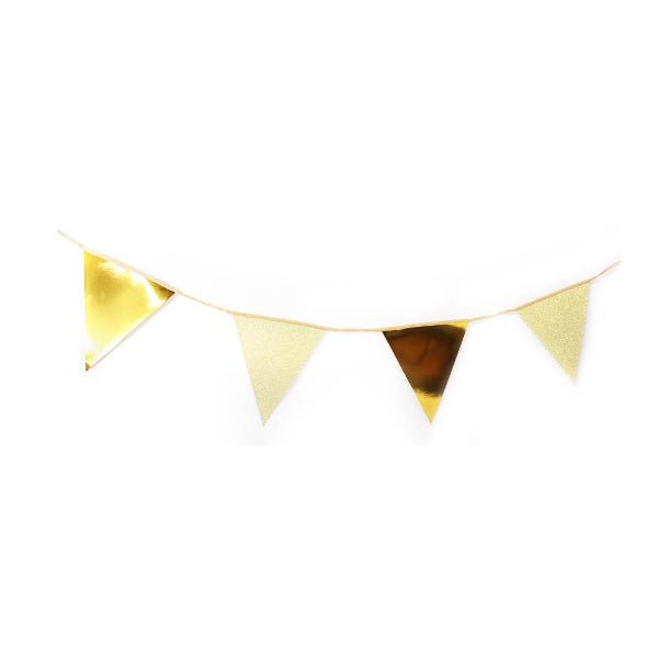 3m Metallic Flag Bunting Banner - Gold - Everything Party
