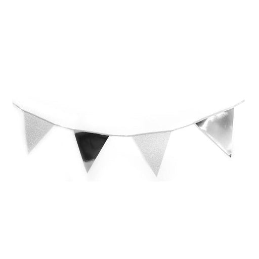 3m Metallic Flag Bunting Banner - Silver - Everything Party