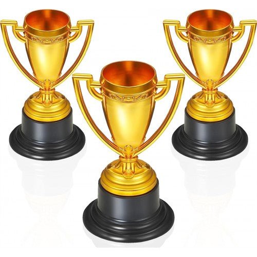 3pk Gold Plastic Trophy Cups 13cm - Everything Party