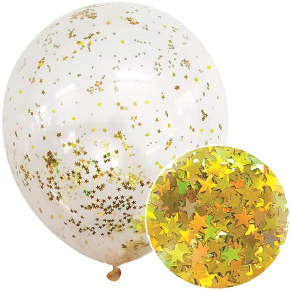 3pk Iridescent Gold Star Confetti Balloons - Everything Party