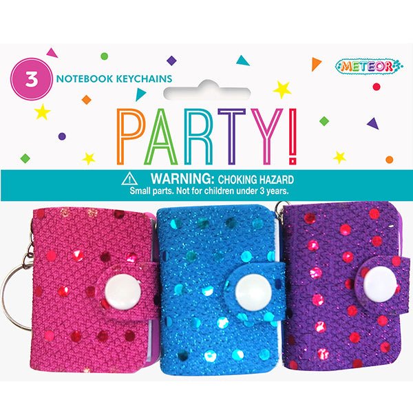 3pk Mini Sequin Notebook Keychains Party Favors - Everything Party