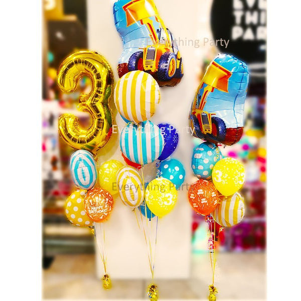 3rd Birthday Boy Truck Helium Balloon Bouquet - Everything Party