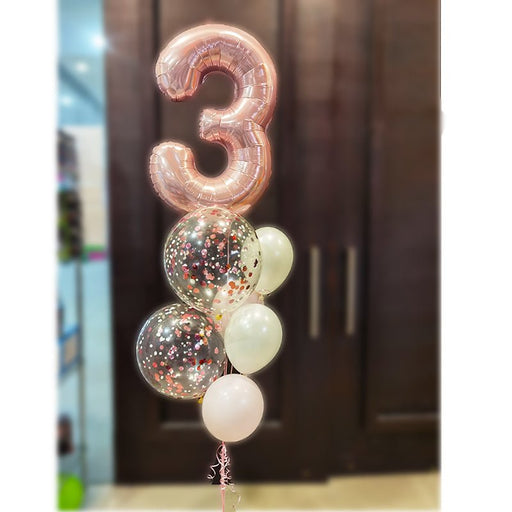 3rd Birthday Foil Number Confetti Helium Balloon Bouquet - Everything Party