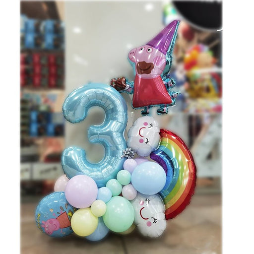 3rd Birthday Peppa Pig Theme Balloon Arrangement Decoration - Everything Party