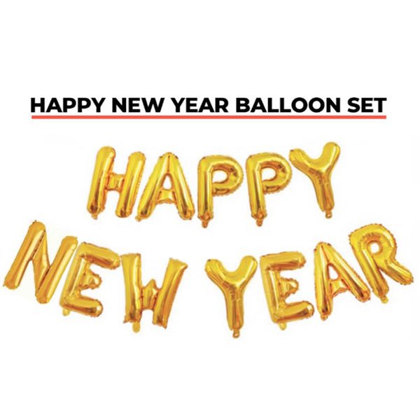 40cm Happy New Year Foil Letter Balloon Banner Kit (Gold/Silver) - Everything Party