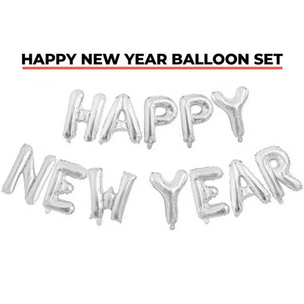 40cm Happy New Year Foil Letter Balloon Banner Kit (Gold/Silver) - Everything Party