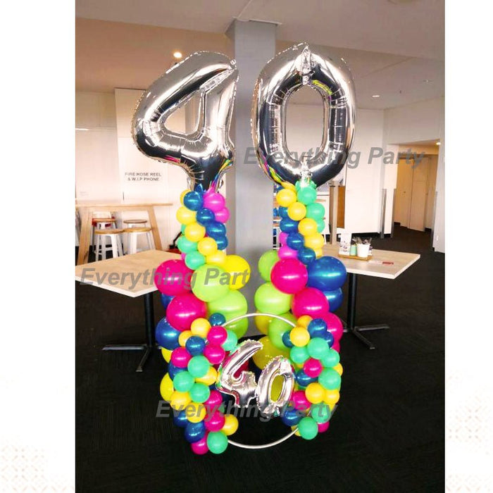 40th Birthday Balloon Column and Wreath Arrangement - Everything Party