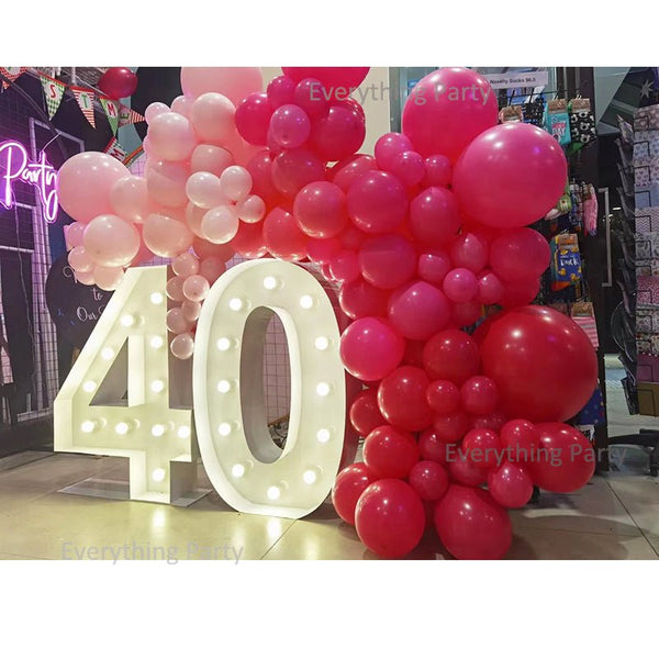 40th Birthday Balloon Garland with 1m LED Number Lights - Everything Party