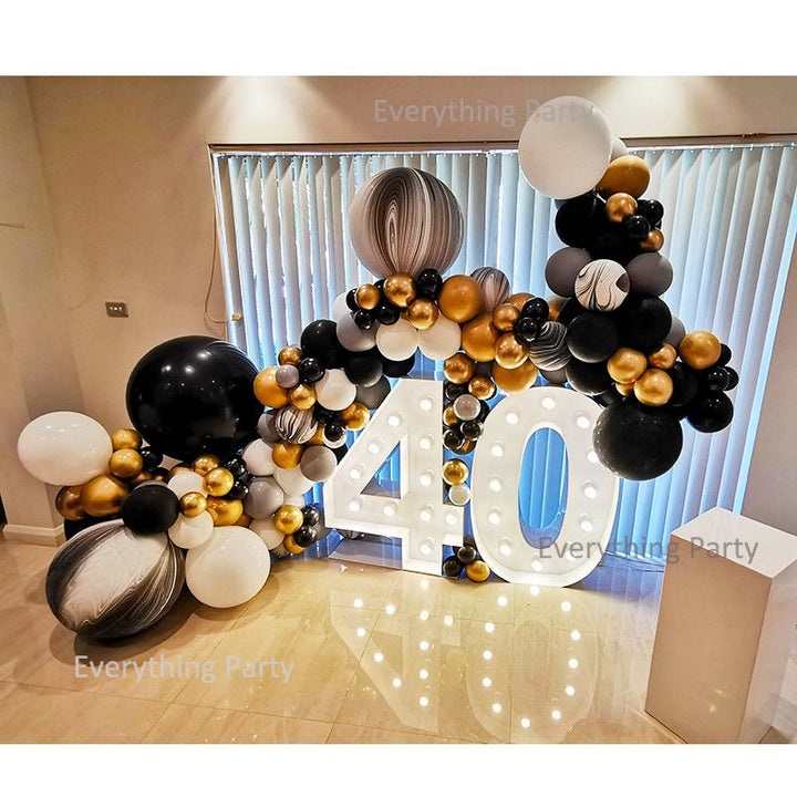 40th Birthday Balloon Garland with 1m LED Number Lights - Everything Party