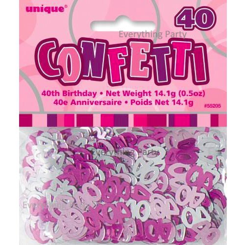 40th Birthday Table Scatters 14g (Blue, Pink, Black) - Everything Party