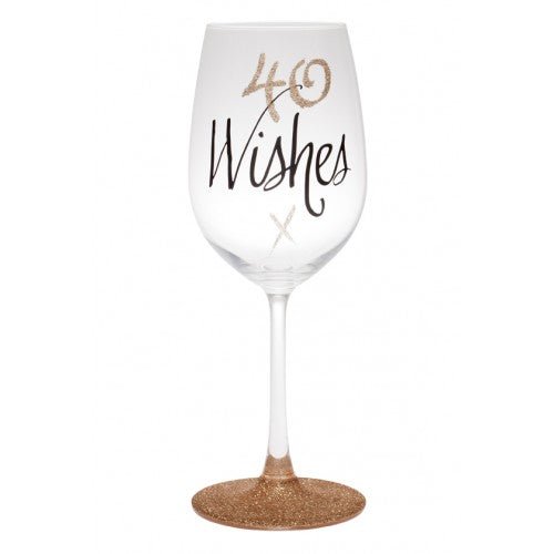 40th Birthday Wishes Rose Gold Wine Glass - Everything Party