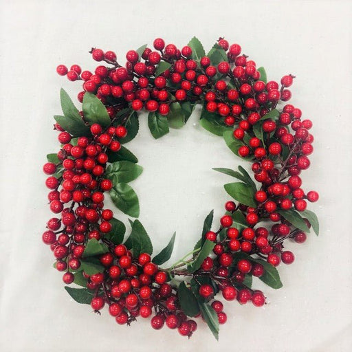 45cm Christmas Holly Red Berry Wreath - Everything Party