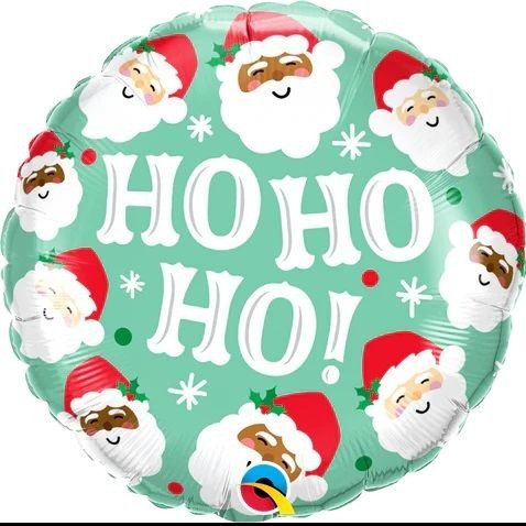 45cm Qualatex Foil Ho Ho Ho Christmas Santas Balloon - Everything Party