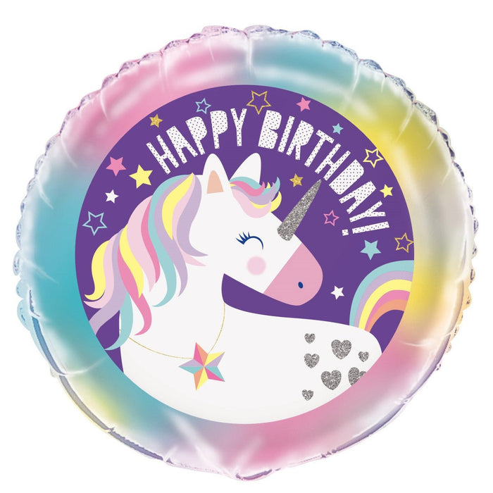 45cm Unicorn Happy Birthday Foil Balloon - Everything Party