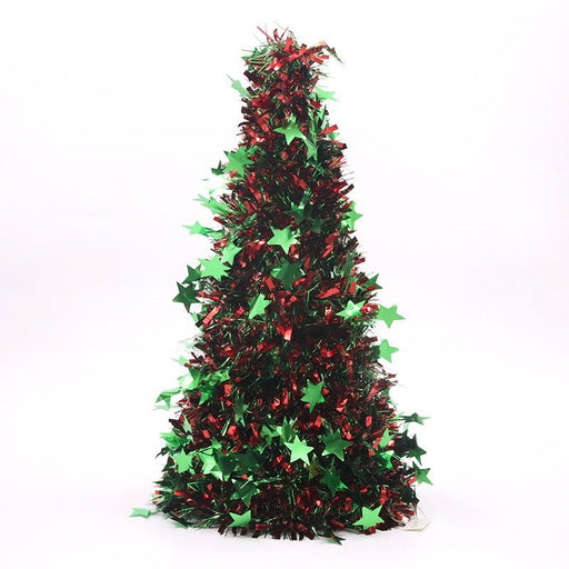 48cm Red & Green Starburst Large Christmas Tinsel Tree - Everything Party