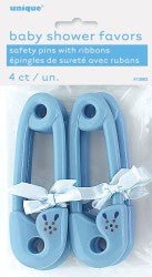4pc Baby Shower Favour (Safety Pins- Blue) - Everything Party