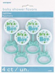 4pc (Rattles) Baby Blue Favours - Everything Party