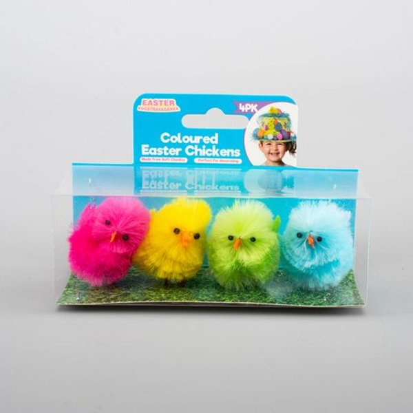 4pk Assorted Colour Easter Craft Plush Chicks 4.5cm - Everything Party