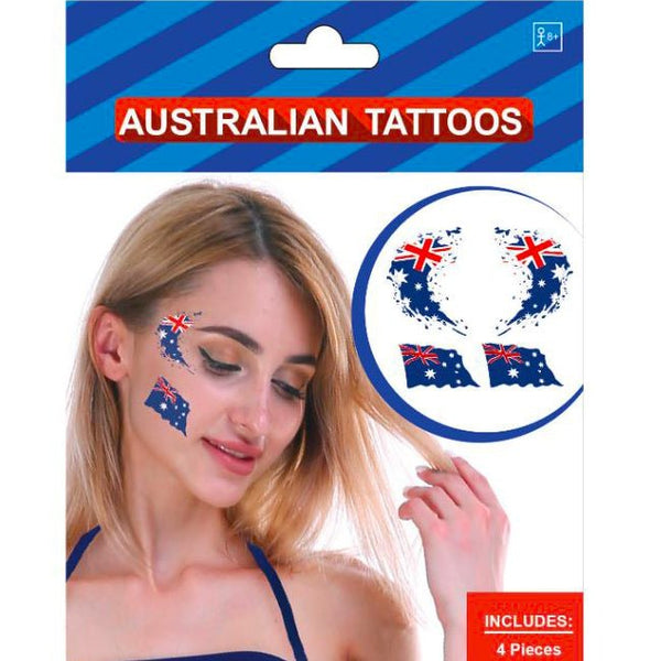 4pk Australia Flag Temporary Face Tattoos - Everything Party