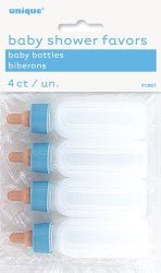 4pk Blue Baby Bottles 9cm - Everything Party