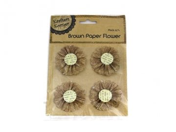 4pk Brown Hessian Flower - Everything Party
