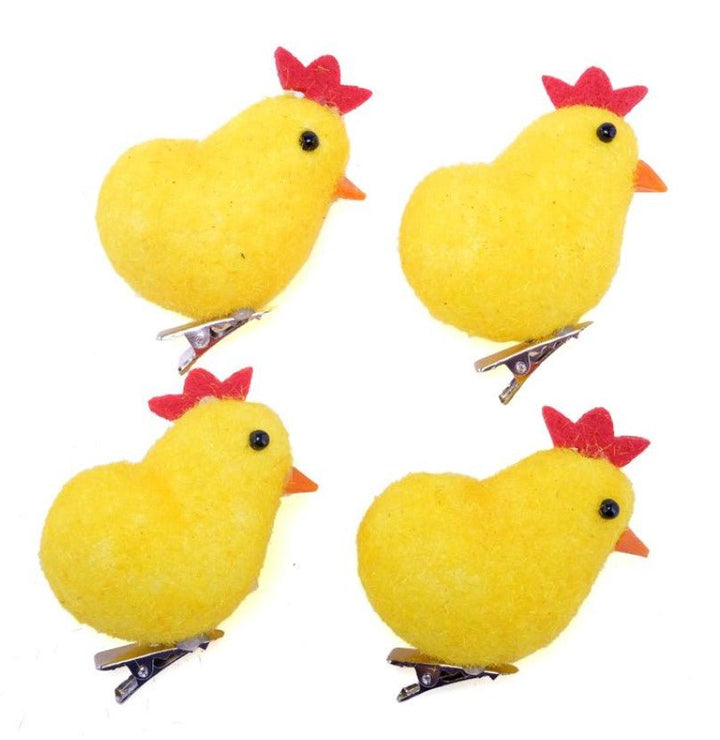 4pk Easter Craft Polystyrene Fabric Chickens With Clip - Everything Party