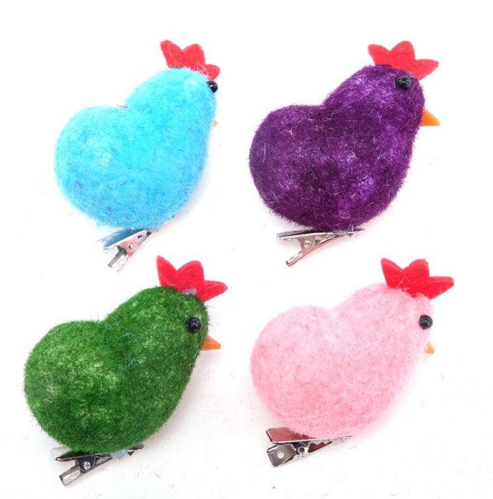 4pk Easter Craft Polystyrene Fabric Chickens With Clip - Everything Party