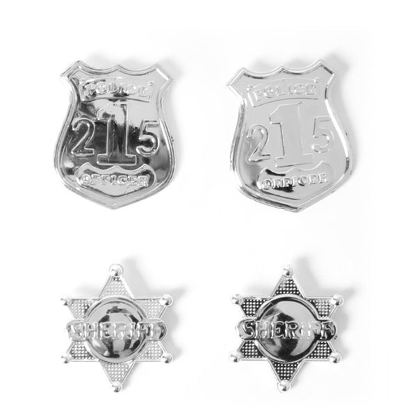 4pk Metal Look Plastic Police Badges - Everything Party