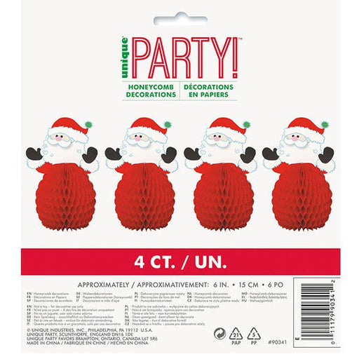 4pk Mini Santa Honeycombs Christmas Decoration - Everything Party