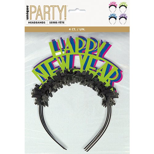 4pk Neon Dots Happy New Year Headbands - Everything Party