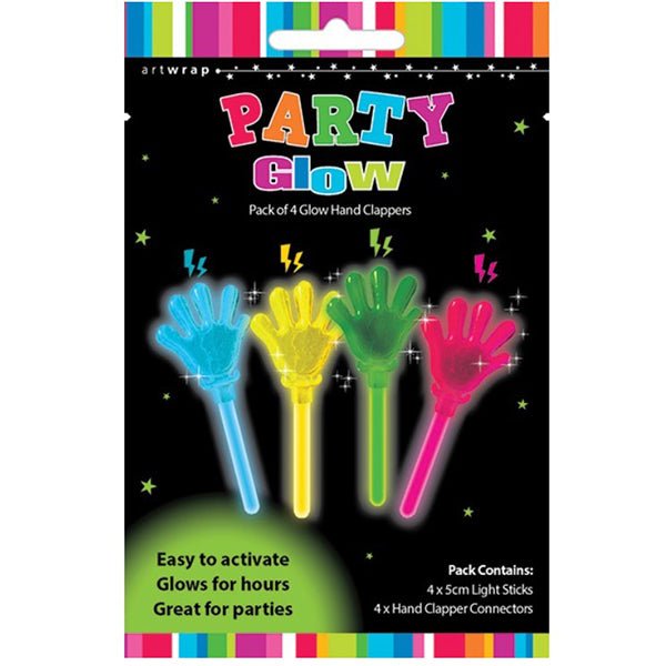 4pk Party Favours Glow Mini Hand Clappers - Everything Party