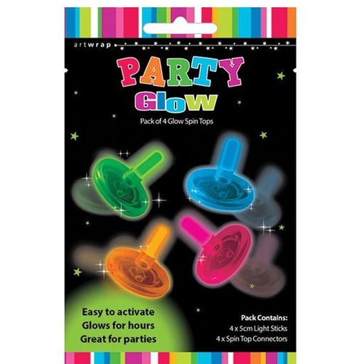 4pk Party Favours Glow Spin Tops - Everything Party
