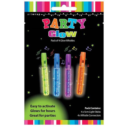 4pk Party Favours Glow Whistles - Everything Party