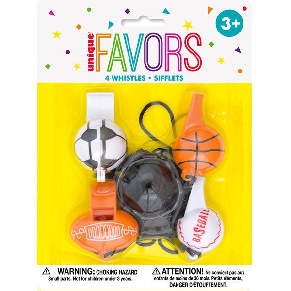 4pk Plastic Sport Whistles - Everything Party